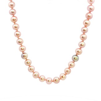 Estate Freshwater Pinkish Button Pearl Necklace