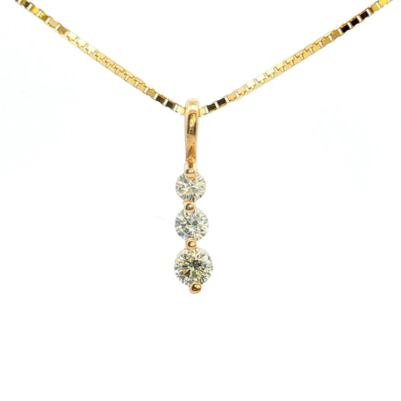 Estate 14k Yellow Gold Diamond Three-Stone Pendant