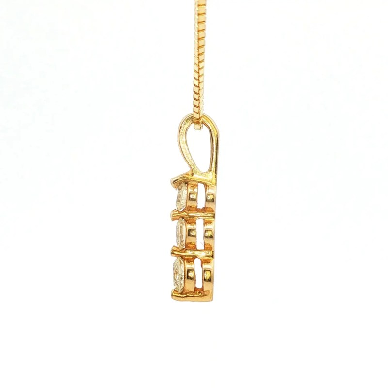Estate 14k Yellow Gold Diamond Three-Stone Pendant