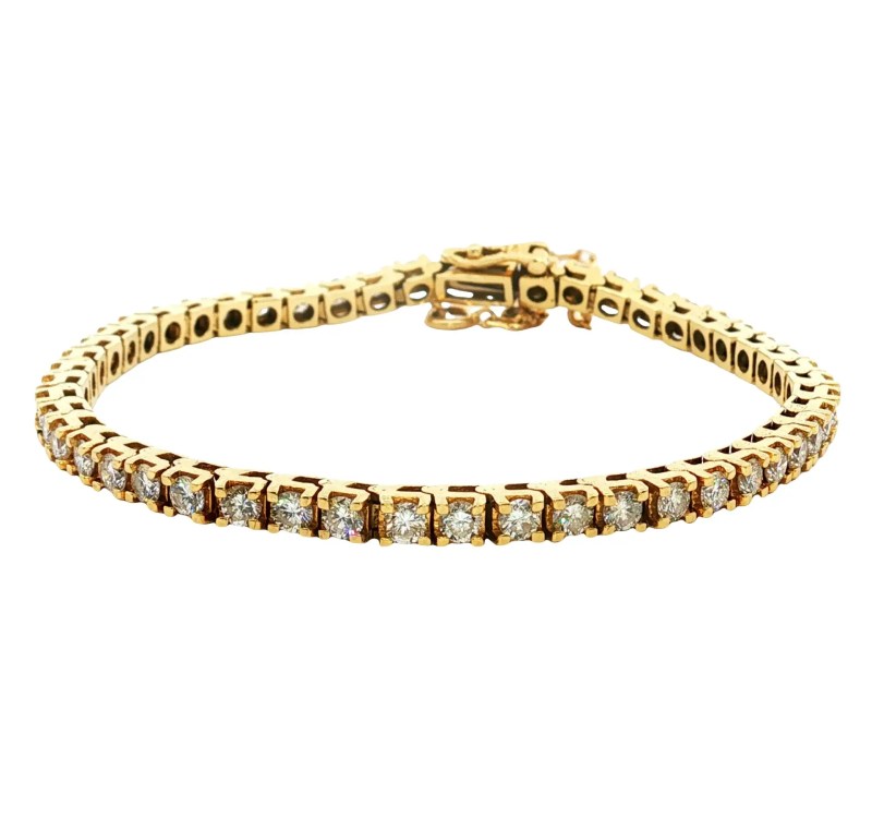 Estate 14k Yellow Gold Diamond Tennis Bracelet