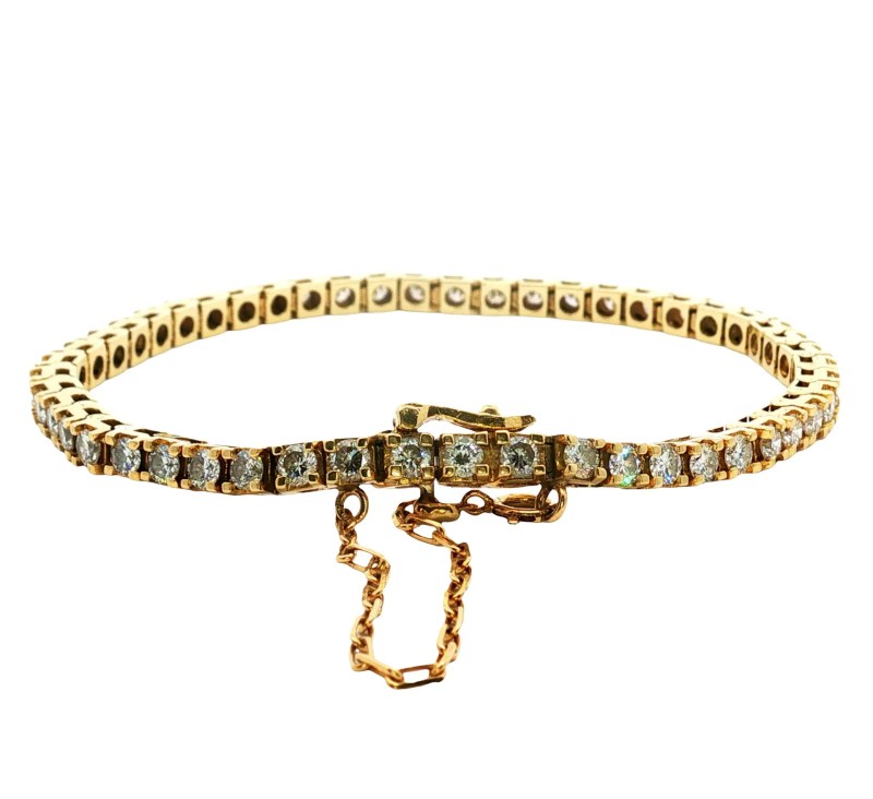 Estate 14k Yellow Gold Diamond Tennis Bracelet