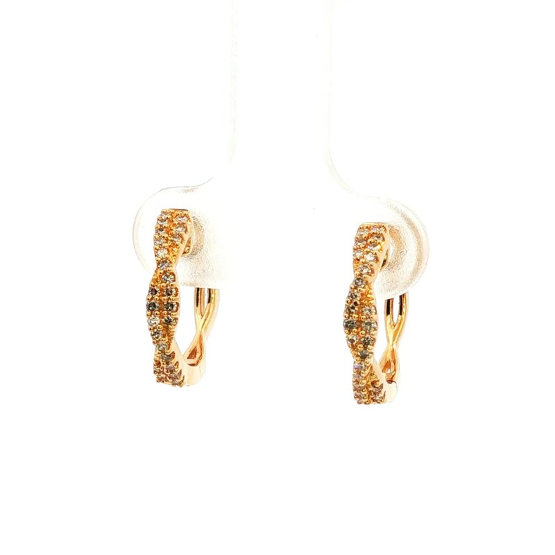 14k Yellow Gold Diamond Hoops Earrings