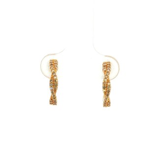 14k Yellow Gold Diamond Hoops Earrings