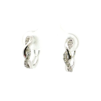 14k White Gold Twist Diamond Hoop Earrings (0.20ctw)