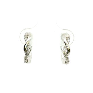 14k White Gold Twist Diamond Hoop Earrings (0.20ctw)