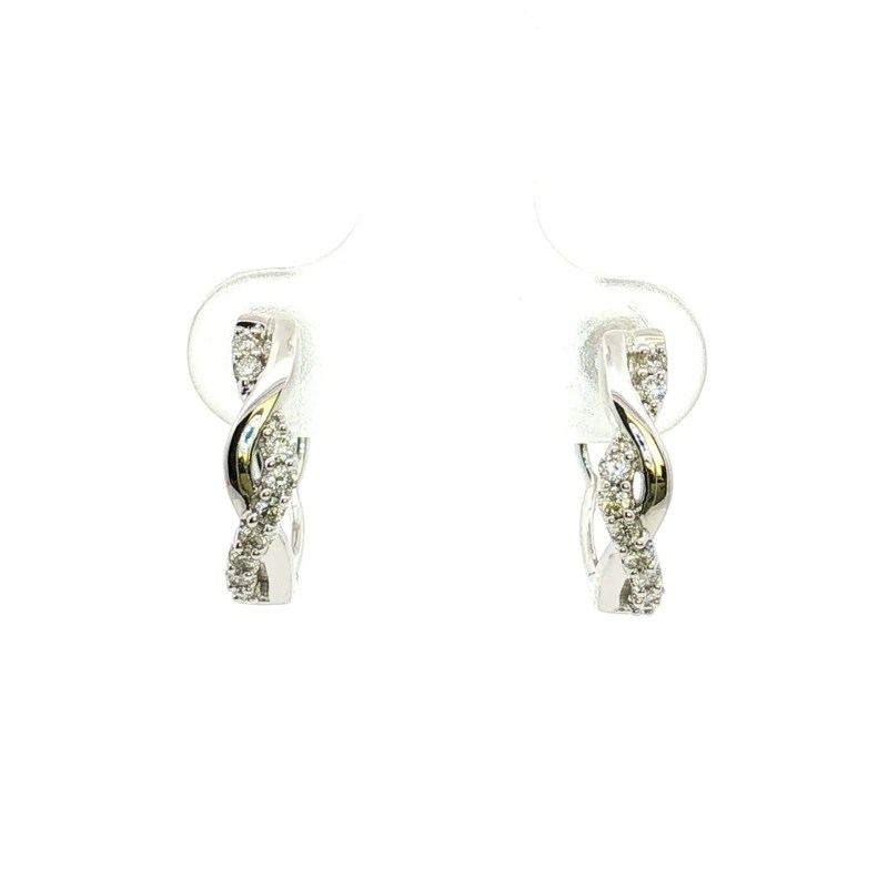 14k White Gold Twist Diamond Hoop Earrings (0.20ctw)