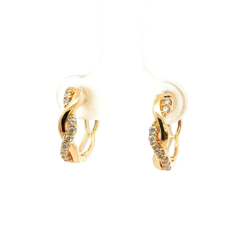 14k Yellow Gold Twist Diamond Hoop Earrings (0.20ctw)