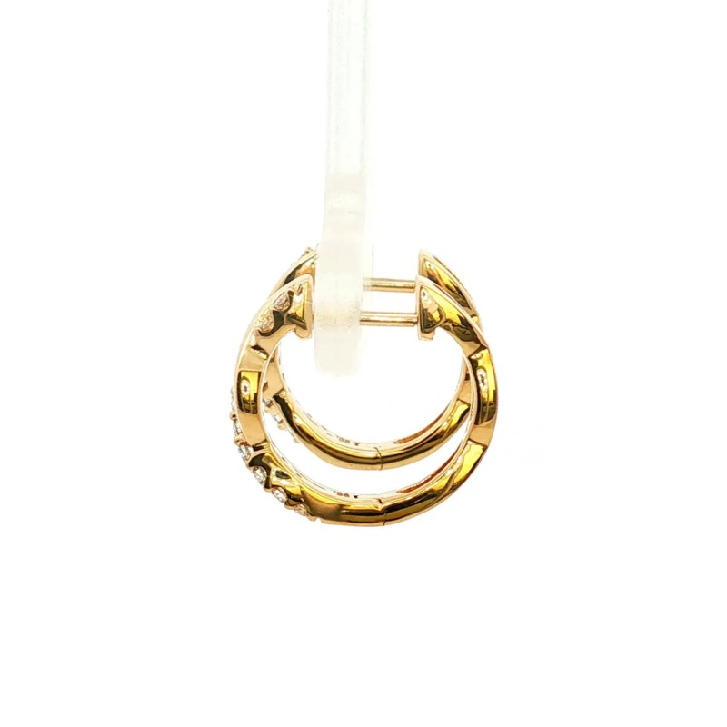 14k Yellow Gold Twist Diamond Hoop Earrings (0.20ctw)