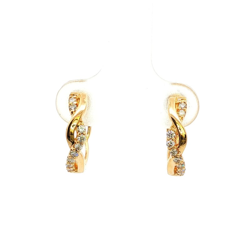 14k Yellow Gold Twist Diamond Hoop Earrings (0.20ctw)