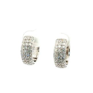 Sterling Silver Lab Grown Diamond Pave Hoop Earrings (1.50ctw)