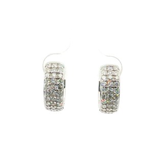 Sterling Silver Lab Grown Diamond Pave Hoop Earrings (1.50ctw)