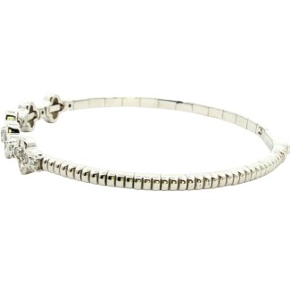 Sterling Silver Lab Diamond Classic Clover Flex Bangle (1.45ctw)