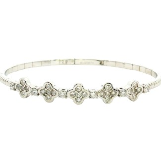 Sterling Silver Lab Diamond Classic Clover Flex Bangle (1.45ctw)