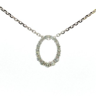14k White Gold Diamond Oval Pendant (0.49ctw)