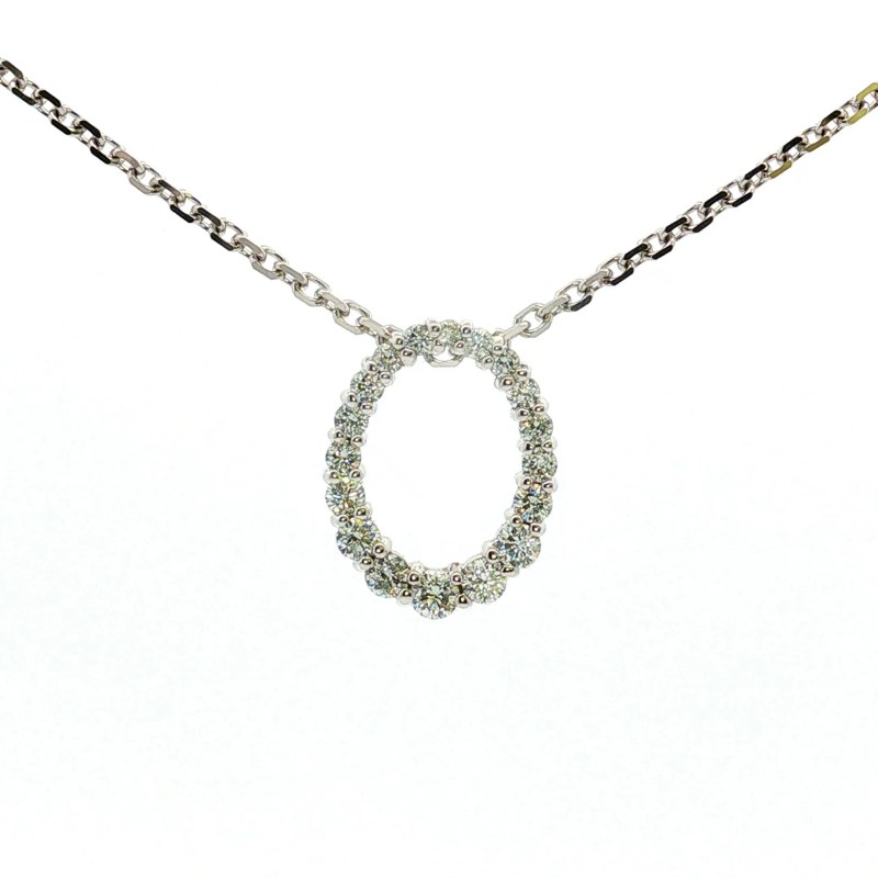 14k White Gold Diamond Oval Pendant (0.49ctw)