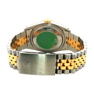 Pre-owned Rolex 36mm Datejust, Black Pyramid Roman Dial, Steel & Gold, 16233, 1992, Papers-Yes, Box-NO, Condition Excellent