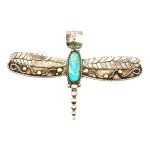 Estate Adam Fierro Handcrafted Sterling Silver Turquoise Dragon Fly Pendant