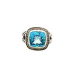 Designer Estate David Yurman Sterling Silver Albion Blue Topaz Ring