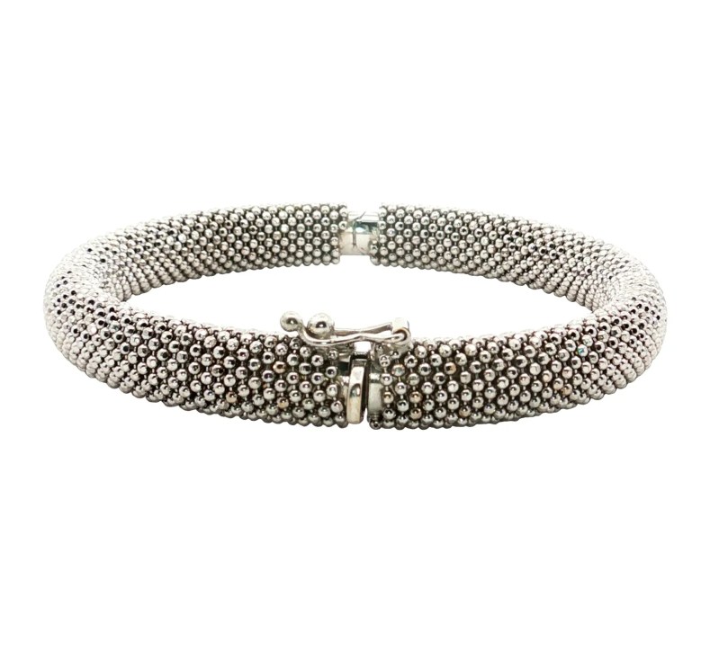 Estate 14k White Gold Mesh Bangle Bracelet