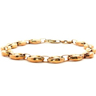 Estate 14k Yellow Gold Puffed Mariner Chain Bracelet