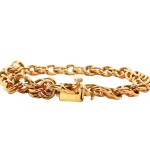 Estate 14k Yellow Gold Double Solid-Link Charm Bracelet