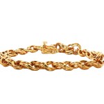 Estate 14k Yellow Gold Double Solid-Link Charm Bracelet