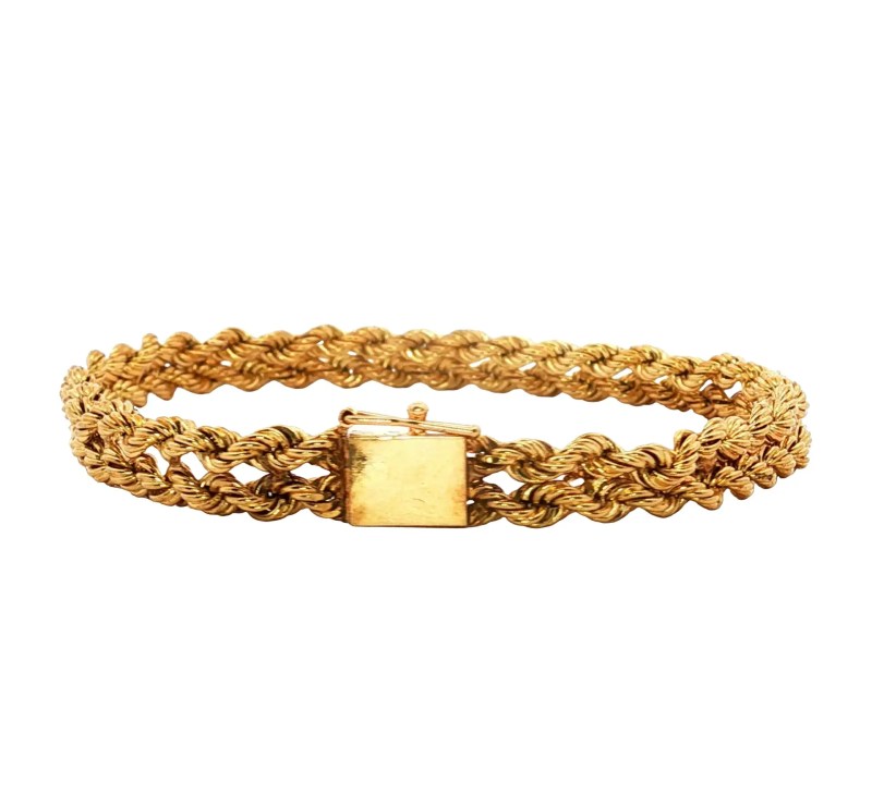 Estate 14k Yellow Gold Double Rope Bracelet