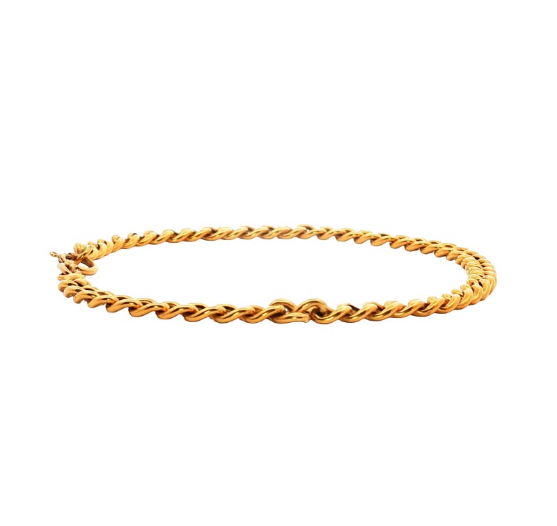 Estate 18k Yellow Gold Curb Chain Bracelet