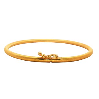 Estate 14k Yellow Gold Satin Bangle Bracelet