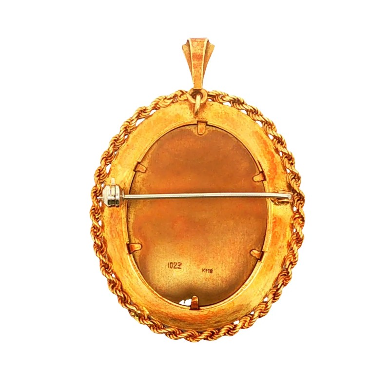 Estate 18k Corletto Hand Painted Victorian Portrait Pendant and Broche