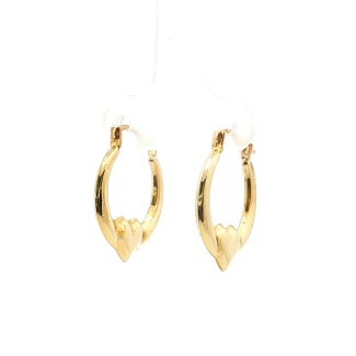 Estate 14k Yellow Gold Heart Hoops