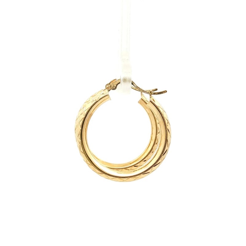 Estate 14k Yellow Gold Diamond-Cut Hoops