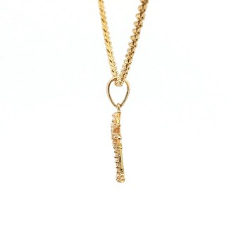 Estate 14k Yellow Gold Diamond Palm Tree Pendant