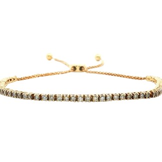 Estate 10k Yellow Gold Bolo Diamond Bracelet