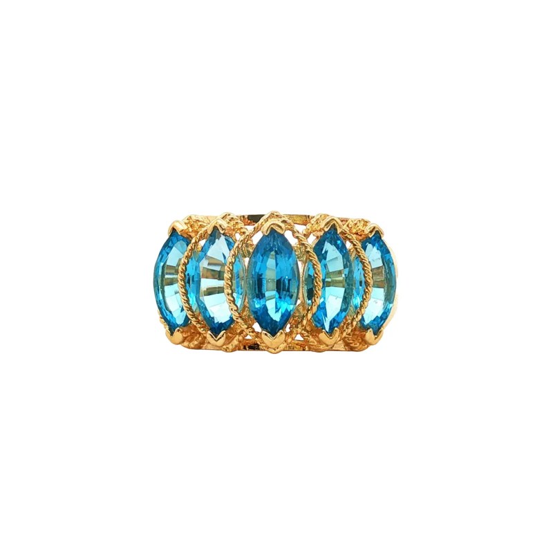 Estate 14k Yellow Gold Blue Topaz Ring