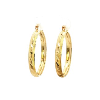 Estate 14k Yellow Gold Diamond-Cut Hoops