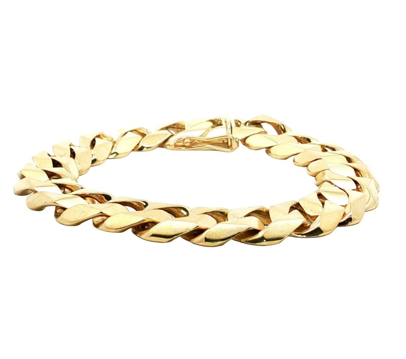 Estate 14k Yellow Gold Square-Link Bracelet