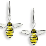 Yellow Bee Wire Earrings. Sterling Silver