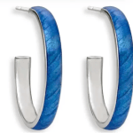 Blue Hoop Earrings. Sterling Silver