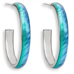 Turquoise Hoop Earrings. Sterling Silver
