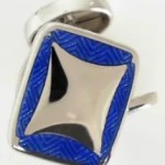 White Sterling Silver Cuff Links w/Blue Accent. Jewelry
